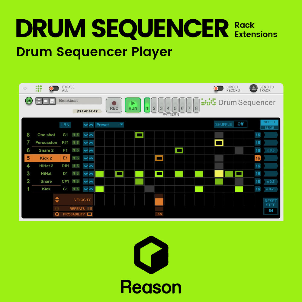 Drum Sequencer - Drum Sequencer Player - Reason Rack Extensions Software & Plugins Reason Studios